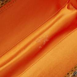 Pre Owned Bottega Veneta Orange Intrecciato Satin and Snakeskin Trim Knot Clutch