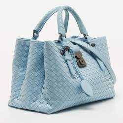 Bottega Veneta Blue Intrecciato Leather Small Roma Tote