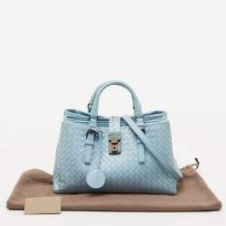 Bottega Veneta Blue Intrecciato Leather Small Roma Tote