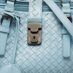 Bottega Veneta Blue Intrecciato Leather Small Roma Tote