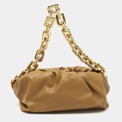 Pre Owned حقيبة كلتش بوتيغا فينيتا جلد سوداء بسلسلة 