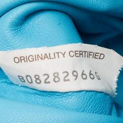 Pre Owned Bottega Veneta Metallic Blue Leather Mini The Pouch Bag