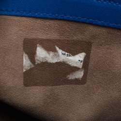 Pre Owned Bottega Veneta Blue Intrecciato Leather and Karung Frame Tote