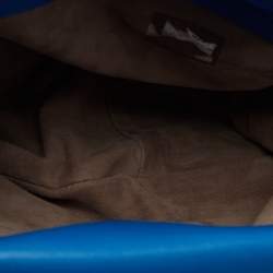 Pre Owned Bottega Veneta Blue Intrecciato Leather and Karung Frame Tote