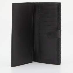 Pre Owned Bottega Veneta Black Intrecciato Leather Flap Continental Wallet