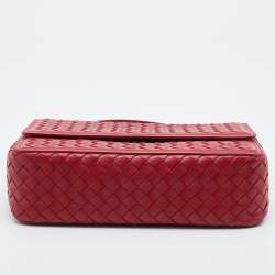 Bottega Veneta Red Intrecciato Leather Alumna Top Handle Bag