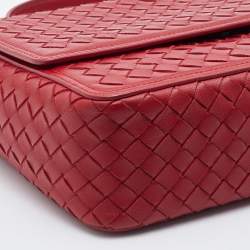 Bottega Veneta Red Intrecciato Leather Alumna Top Handle Bag