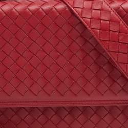 Bottega Veneta Red Intrecciato Leather Alumna Top Handle Bag