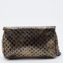 مملوكة مسبقًا Bottega Veneta Black/Gold Intrecciomirage Leather Chain Shoulder Bag