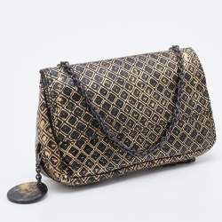 مملوكة مسبقًا Bottega Veneta Black/Gold Intrecciomirage Leather Chain Shoulder Bag