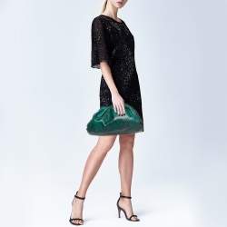 Pre Owned Bottega Veneta Green/Black Python The Pouch Clutch