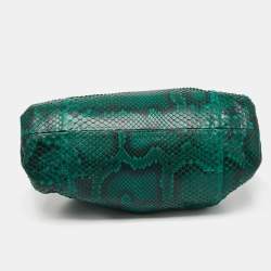 Pre Owned Bottega Veneta Green/Black Python The Pouch Clutch