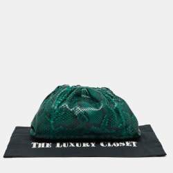 Pre Owned Bottega Veneta Green/Black Python The Pouch Clutch