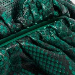 Pre Owned Bottega Veneta Green/Black Python The Pouch Clutch