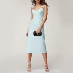 مملوكة مسبقًا Bottega Veneta Black Python Embroidered Thread Knot Clutch