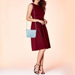 Pre Owned Bottega Veneta Light Blue Intrecciato Leather Flap Shoulder Bag