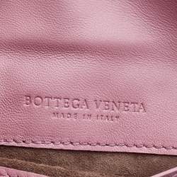 Pre Owned Bottega Veneta Light Pink Intreccaito Leather Olimpia Chain Shoulder Bag
