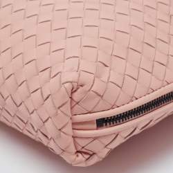 Pre Owned Bottega Veneta Pink Intrecciato Leather Large Nodini Crossbody Bag