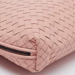Pre Owned Bottega Veneta Pink Intrecciato Leather Large Nodini Crossbody Bag