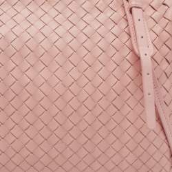 Pre Owned Bottega Veneta Pink Intrecciato Leather Large Nodini Crossbody Bag