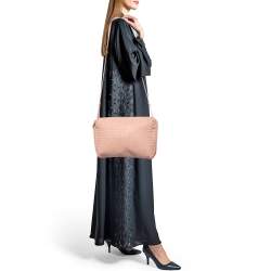 Pre Owned Bottega Veneta Pink Intrecciato Leather Large Nodini Crossbody Bag
