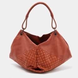 Pre Owned Bottega Veneta Brown Intrecciato Leather Aquilone Fortune Cookie Hobo