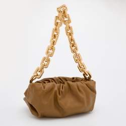 Pre Owned Bottega Veneta Brown Leather Chain Pouch Shoulder Bag