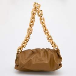 Pre Owned Bottega Veneta Brown Leather Chain Pouch Shoulder Bag