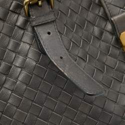 Pre Owned Bottega Veneta Dark Grey Intrecciato Leather Roma Tote