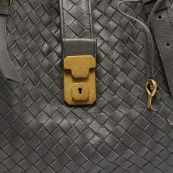 Pre Owned Bottega Veneta Dark Grey Intrecciato Leather Roma Tote