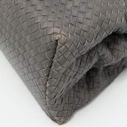 Pre Owned Bottega Veneta Dark Grey Intrecciato Leather Roma Tote