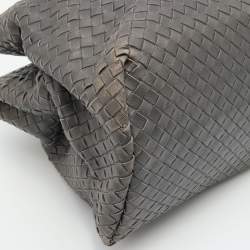Pre Owned Bottega Veneta Dark Grey Intrecciato Leather Roma Tote