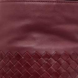 Pre Owned Bottega Veneta Burgundy Intrecciato Leather Bucket Bag