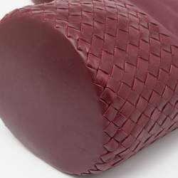Pre Owned Bottega Veneta Burgundy Intrecciato Leather Bucket Bag