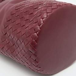 Pre Owned Bottega Veneta Burgundy Intrecciato Leather Bucket Bag