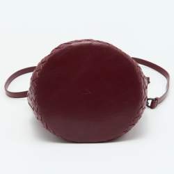 Pre Owned Bottega Veneta Burgundy Intrecciato Leather Bucket Bag