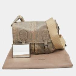 Bottega Veneta Beige/Brown Karung Leather Gardena Messenger Bag