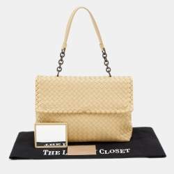 Pre Owned Bottega Veneta Cream Intrecciato Leather Olimpia Top Handle Bag