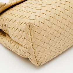 Pre Owned Bottega Veneta Cream Intrecciato Leather Olimpia Top Handle Bag