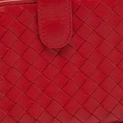 مملوكة مسبقًا Bottega Veneta Red Intrecciato Leather French Compact Wallet