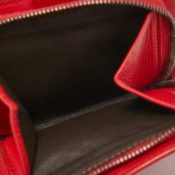 مملوكة مسبقًا Bottega Veneta Red Intrecciato Leather French Compact Wallet