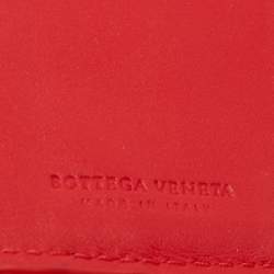 مملوكة مسبقًا Bottega Veneta Red Intrecciato Leather French Compact Wallet