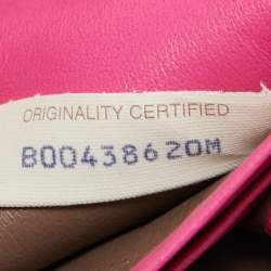 Pre Owned Bottega Veneta Pink Intrecciato Leather Flap Zip Around Wallet