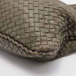 Pre Owned Bottega Veneta Grey Intrecciato Leather Veneta Hobo
