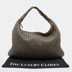 Pre Owned Bottega Veneta Grey Intrecciato Leather Veneta Hobo