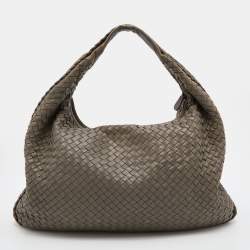 Pre Owned Bottega Veneta Grey Intrecciato Leather Veneta Hobo