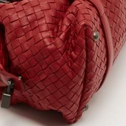 Pre Owned Bottega Veneta Red Intrecciato Leather Montaigne Satchel
