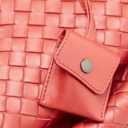 Pre Owned Bottega Veneta Red Intrecciato Leather Montaigne Satchel