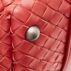 Pre Owned Bottega Veneta Red Intrecciato Leather Montaigne Satchel