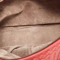 Pre Owned Bottega Veneta Red Intrecciato Leather Montaigne Satchel